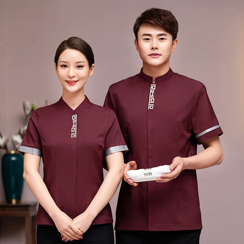 酒店工作服夏裝飯店中西餐廳海鮮酒樓火鍋店服務員工作服短袖男女
