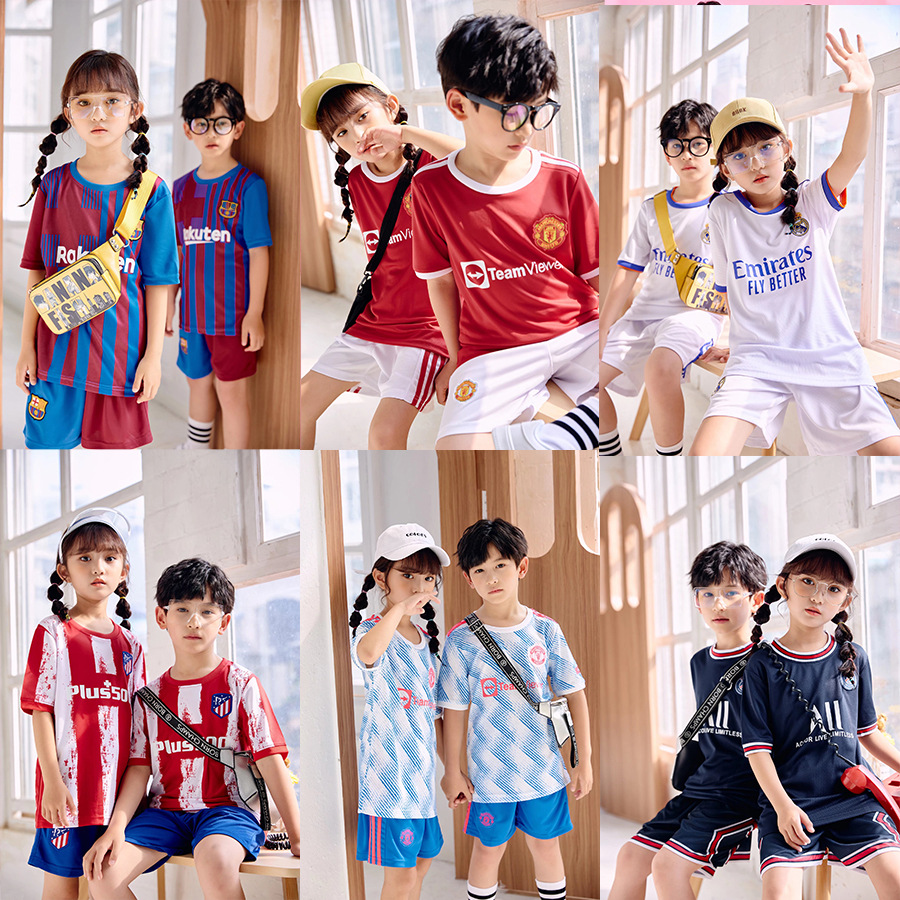 兒童足球服套裝男女小學(xué)生幼兒訓(xùn)練服團(tuán)購比賽隊(duì)服短袖足球衣