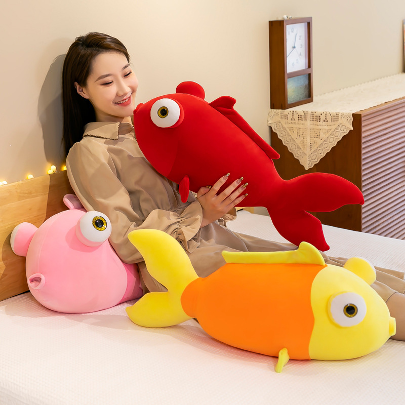 金魚(yú)泡泡毛絨玩具卡通魚(yú)玩偶水族館紀(jì)念禮品兒童公仔禮品批發(fā)