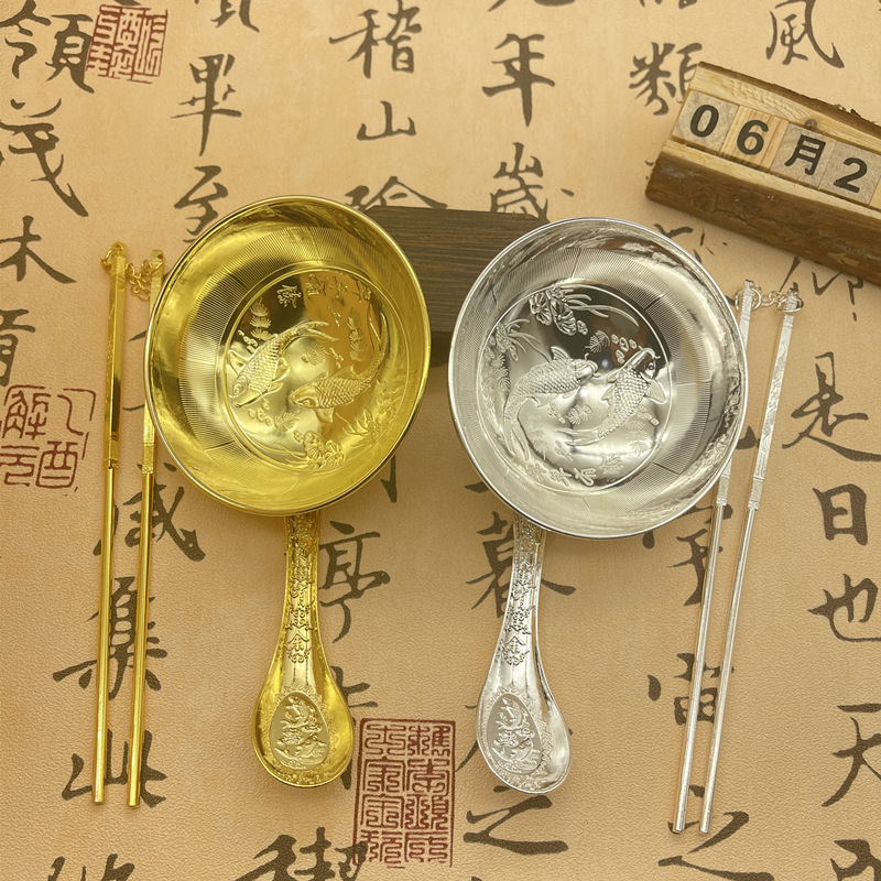 袖珍小金碗擺飾金碗工藝品金銀碗禮盒裝會(huì)銷(xiāo)禮品