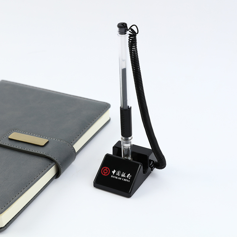 企業(yè)前臺辦公文具可定制LOGO簽字中性固定筆銀行酒店臺筆現(xiàn)貨批發(fā)