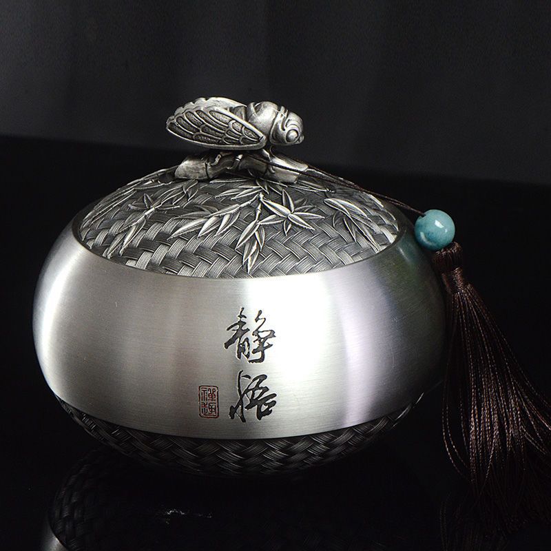 純錫茶葉罐錫罐金屬錫制儲(chǔ)茶罐密封罐家用大小號(hào)logo禮品擺件