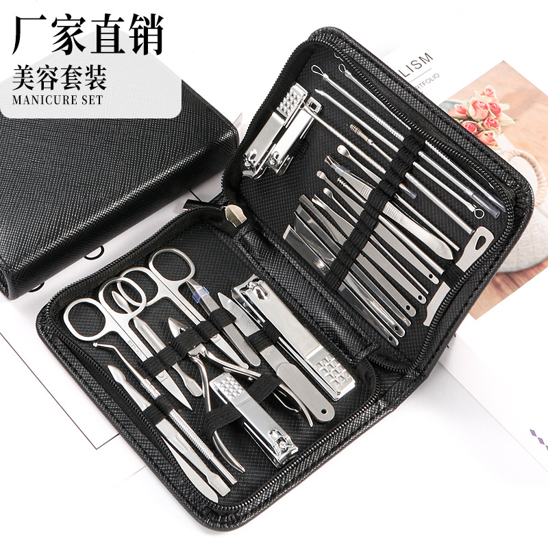 指甲刀套裝30件套修甲美甲工具酒店禮品 大號指甲鉗修腳刀指甲剪套裝廠家