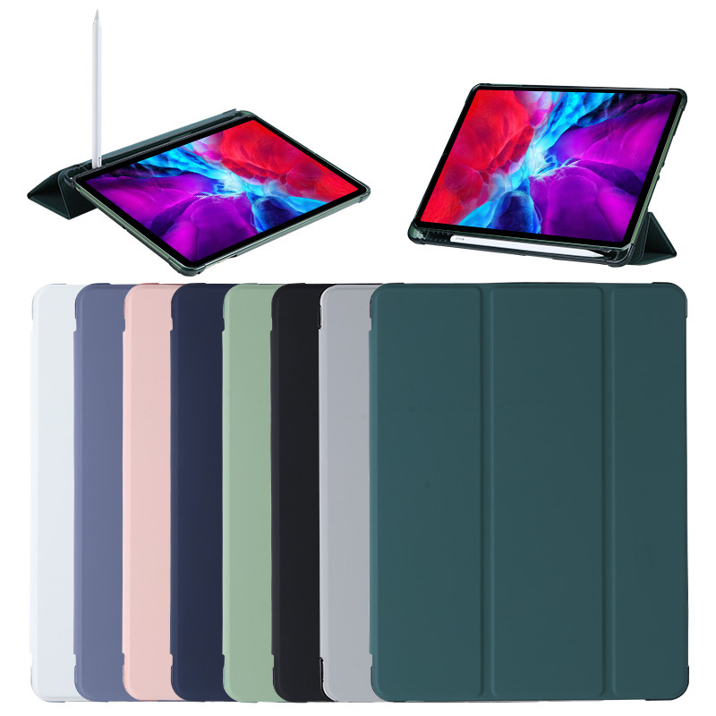 適用ipad保護(hù)套pro10.5帶筆槽10.2休眠air5皮套mini4三折TPU軟殼