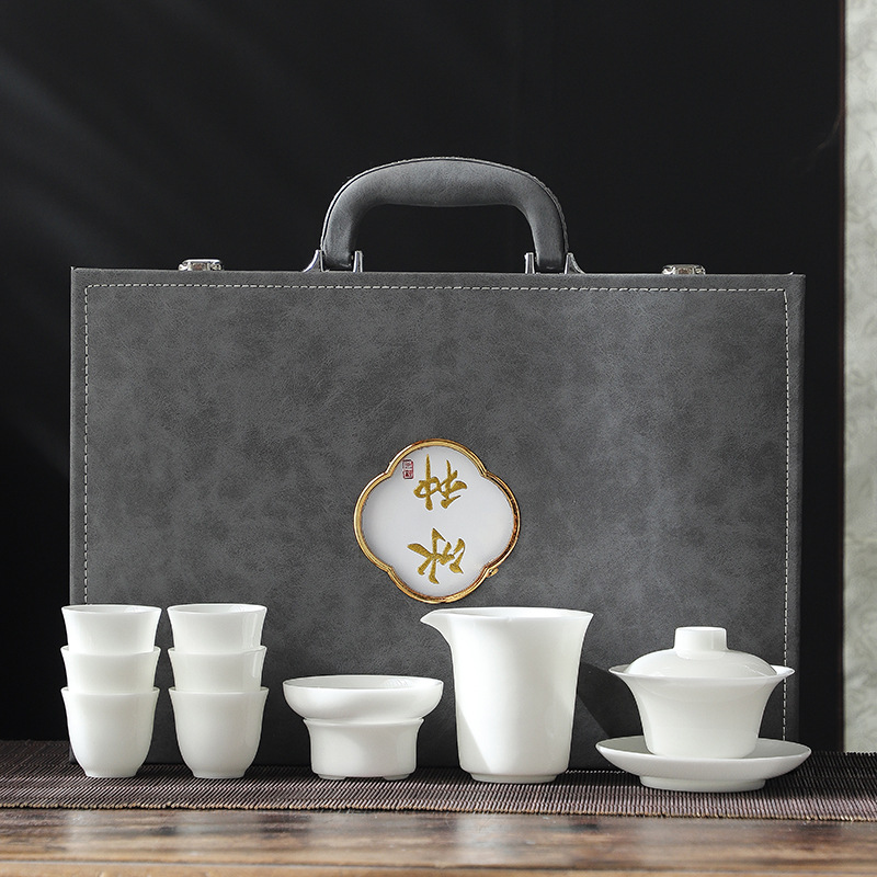 冰種玉瓷羊脂玉茶具保險(xiǎn)公司開業(yè)慶典送客戶商務(wù)禮品伴手禮隨手禮