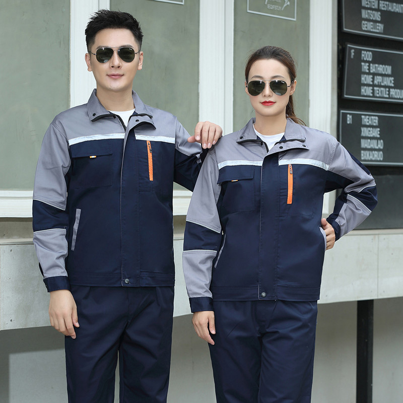 廠家供應(yīng)春秋長袖工作服套裝車間工裝廠服電焊汽修維修勞保工作服