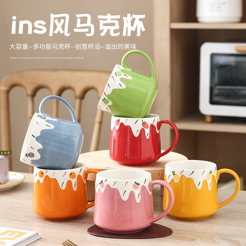 ins風(fēng)杯子陶瓷咖啡馬克杯大容量辦公室水杯高顏值女生早餐杯家用