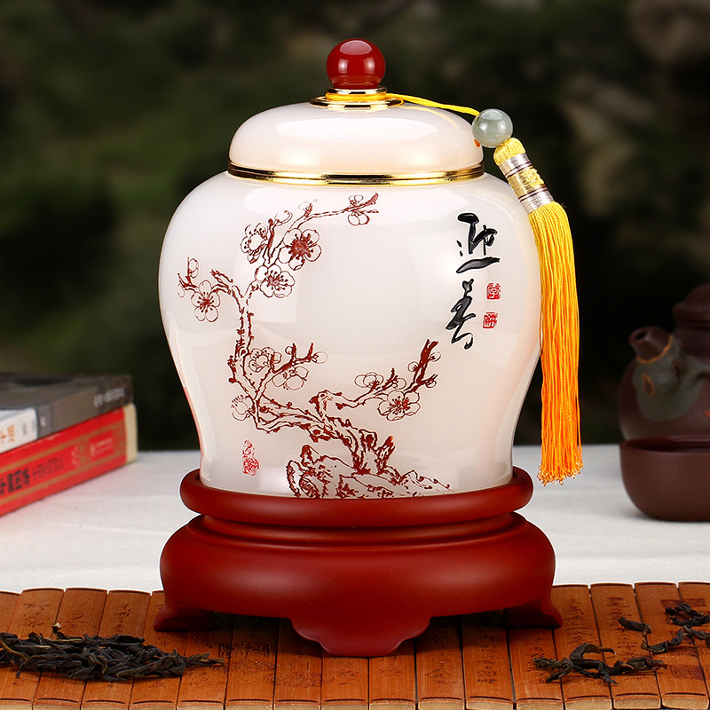 琉璃白玉茶葉罐送客戶商務(wù)禮品領(lǐng)導(dǎo)長輩生日高升禮品實(shí)用創(chuàng)意茶罐