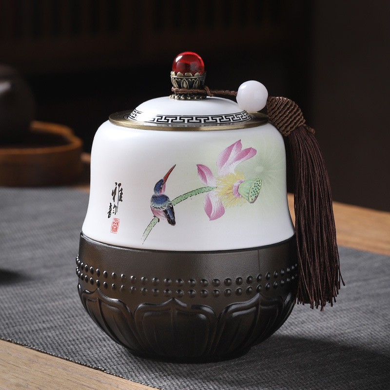 古法琉璃茶葉罐子普洱茶密封罐茶罐家用儲(chǔ)茶罐高檔禮品送長輩老師