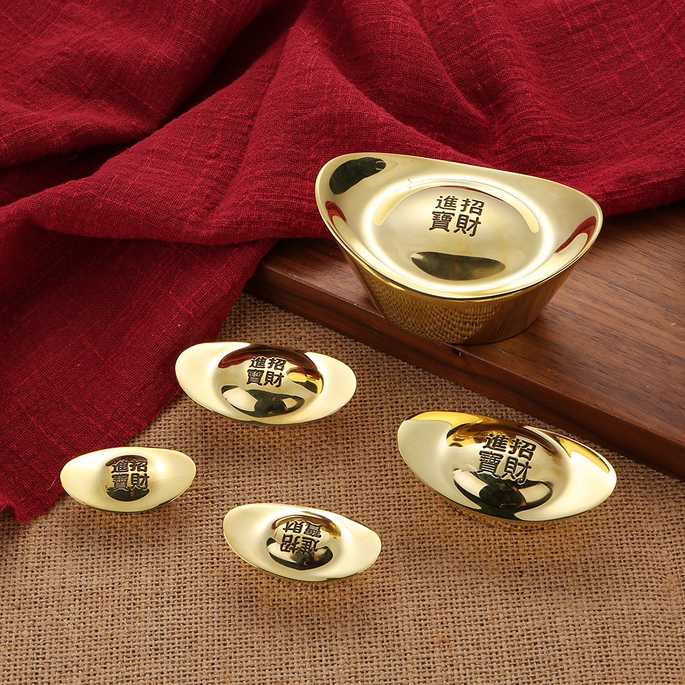 亮面金元寶擺件實(shí)心裝聚寶盆家居客廳玄關(guān)裝飾品開(kāi)業(yè)喬遷送禮