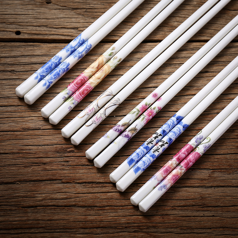 新款創(chuàng)意陶瓷筷子防滑不易發(fā)霉輕奢餐具家用禮品筷子現(xiàn)貨朵花系列