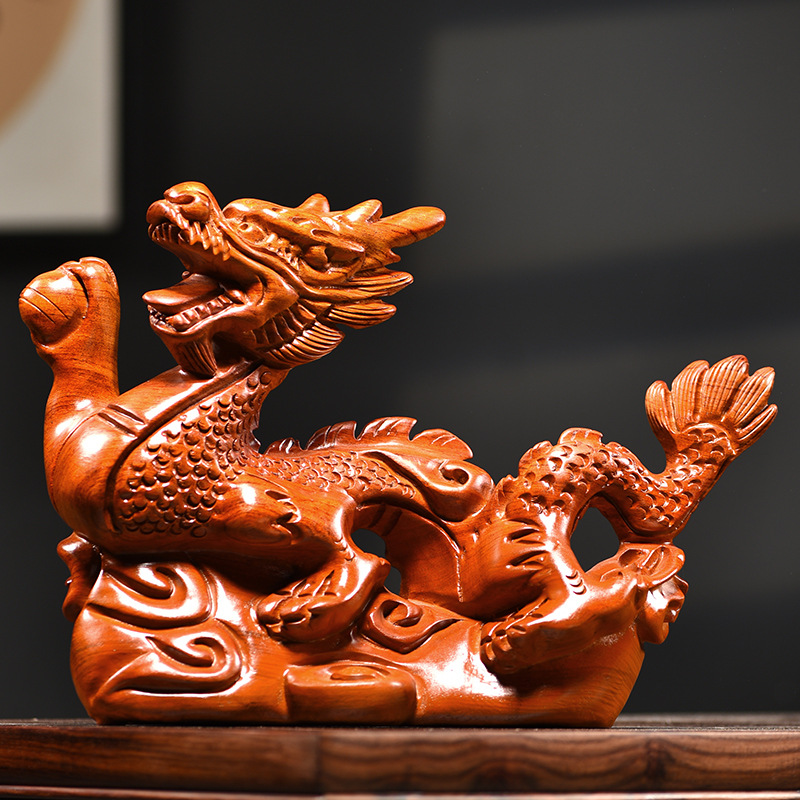 花梨木雕龍擺件生肖龍實木雕刻工藝品家居客廳辦公室裝飾擺設(shè)禮品