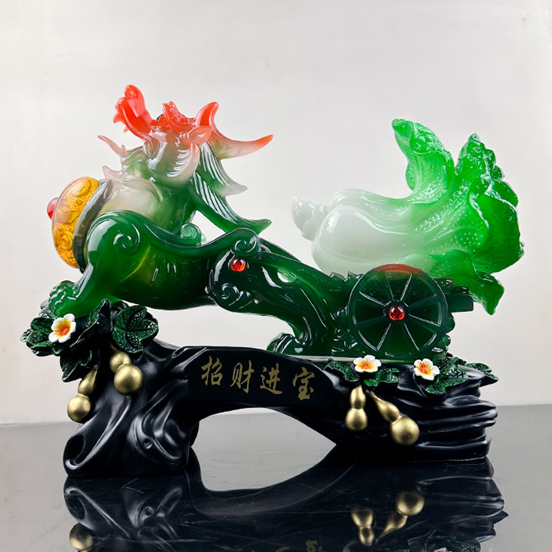 上市招樹脂仿玉招財貔貅白菜擺件客廳家居開業(yè)招財禮品